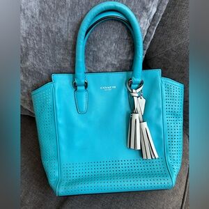 COACH Legacy Tanner perforated bright blue bag